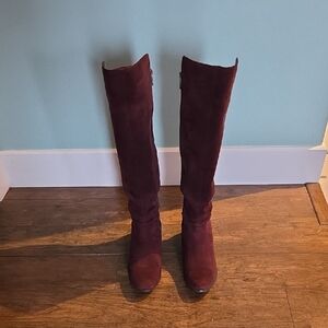 Michael Kors Deep Burgundy Over the Knee Suede Boots